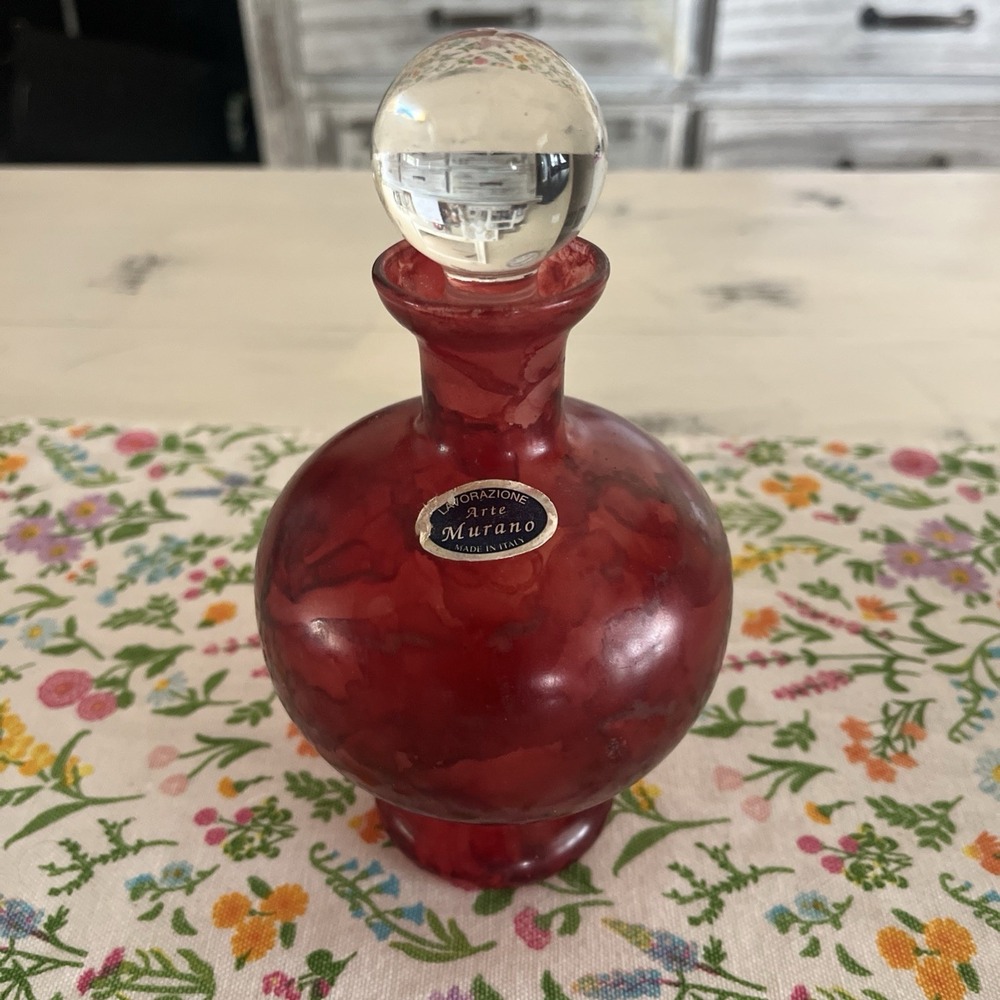 Vintage Lavorazione Arte Murano Glass Perfume Decanter Bottle Made In Italy